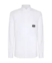 Dolce Gabbana Logo Plaque Long-Sleeved Shirt SHIRTS CM42,SHIRTS CM43,SHIRTS CM40,SHIRTS CM41,SHIRTS CM39,SHIRTS CM37,SHIRTS CM38,SHIRTS CM44 Gray