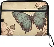YMXFXP Expandable Filing Folder Retro Butterfly Closeup, 13-Pocket Funny Cute Design with Sticky Labels, A4 Letter Size Document Organizer for Office, School, Boys, Girls