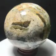 453g Raw Natural Ocean Jasper Geode Quartz Crystal Sphere Ball Healing 68
