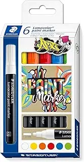 Staedtler Lumocolor Paint Markers with Bullet Tip, Assorted (Pack of 6)