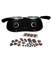 TotalChef Electric Chocolate Fondue Melter Machine with Double Melting Pot Black