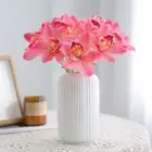 6pcs Realistic Artificial Cymbidium Flowers Home Living Room Decor