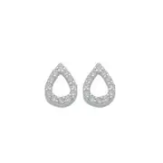 Sterling Silver and Cubic Zirconia Open Pear Stud Earrings