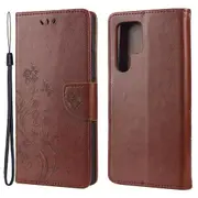 Imprinting Butterflies Flowers Stand Wallet Leather Cover Tpu Phone Case For Samsung Galaxy S22 Ultra 5g - Green