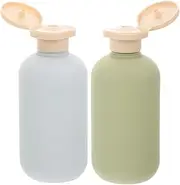 SOPOTUTU 2pcs Refillable Travel Toiletry Bottles Squeezable Shampoo Containers with Cap for Body Wash Hand Soap Dispenser Lightweight Travel for Home Go