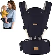 FRUITEAM Baby Carrier Newborn to Toddler, 6-in-1 Ergonomic & Adjustable Baby Carrier with Lumbar Support for All Seasons, Hands-Free, Adapt to Newborn, Infant & Toddler (Navy)