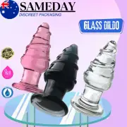 Glass Anal Plug Large Dildo Butt Thruster Vagina BDSM Wearable Adult Sex Toy