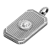 Men's Leo Zodiac Dog Tag Pendant Necklace Gents Sterling Silver Pendant