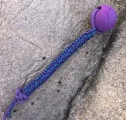 Dog Training Ball Purple Paracord Handle Fetch & Reward Toy 2.5" Ball 12" Rope