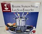 Roshco Rotating 18/8 Stainless Steel Lazy Susan Fondue Set NIB