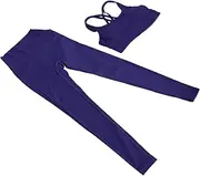 [WRITWAA] Yoga Clothing Set High Waist Leggings Bra Women's Workout Outfit for Fitness Running Dark Blue