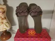 Tory Burch ROPE FLAT SLIDE Fudge Brown Size 7 (New in Box) $268