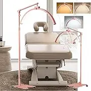 Half Moon Light 28inch Foldable Lash Light for Eyelash Tech with 4 Wheel Rolling Butterfly Base 3000-6000K Esthetician Light with Adjustable Height 360°Rotating LED Floor Lamp for Beauty, Tattoo