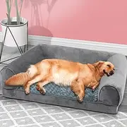 [PAWZ] Pet Bed Sofa Dog Bedding Soft Warm Mattress Cushion Pillow Mat Plush XL, Extra Large Orthopedic Dog Beds, Memory Foam Neck Support Couch for Medium Large Dogs with Removable Washable Cover Grey