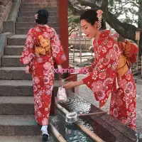 在飛比找蝦皮商城精選優惠-神明少女和服秋季紅色改良和服中國風浴衣拍照寫真女正裝傳統