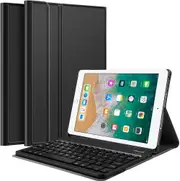 Apple iPad 5th Gen 9.7 Inch 2017 Bluetooth Keyboard Case, Lightweight Protective Slim Folio Leather Smart Sleep Awake Cover Case with Detachable Wireless Bluetooth Keyboard (Black)
