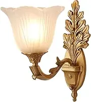 Vintage Wall Lamp Copper Wall Sconce Lighting Fixture with Glass Lampshade, European Style Wall Mount Light Home Decoration, Antique Wall Lamps for Living Room, E27 Base