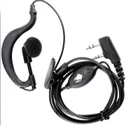 Walkie Talkie /Two Way Black Radio Headset - G Shaped Earpiece w/Mic, 2 Pin Plug