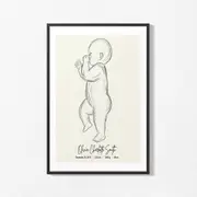 [Namly Design] Personalised Birth Poster - Baby Sketch