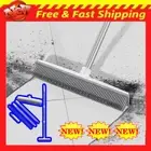 Rubber Broom Carpet Rake with Squeegee Long Handle for Pet Hair Fur Remover VP