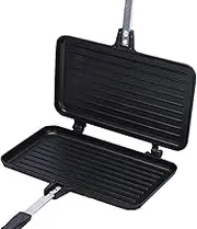 Sandwich Pan, Steel Double Sided Sandwich Baking Pan, Aluminum Alloy Sandwich Maker Pans, Sandwich Maker Grill Pan, Waffle Bread to-AST Mold Double Side Breakfast Frying Pan for Home Outdoors Camping