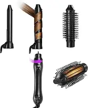 GLAMUP 3 in 1 Rotating Curling Iron 1"-1.25" Inch Automatic Curling Wand & Thermal Brush Set, Beach Waves, Hair Curler for Medium & Long Hair, MCH Fast Heating, Ceramic Coating, BeachWaves, Auto Shut Off, Travel Friendly, Easy to Switch, Gift Set