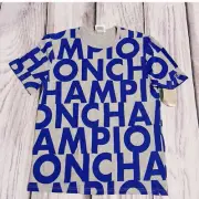 champion Men Gray Blue Size Medium NWT Logo AOP T Shirt (Ts)