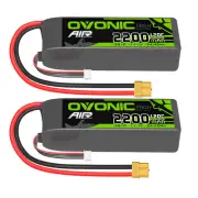 2X OVONIC 11.1V 120C 2200mah 3S Lipo Battery XT60 for RC Heli Airplane JET