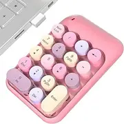 MOWUX Wireless Number Pads, Cute Colorful Numeric Keypad Numpad Portable 2.4 GHz Financial Accounting Number Keyboard Extensions, 10 Key Number Numpad for Laptop Desktop, PC (Pink Colorful)