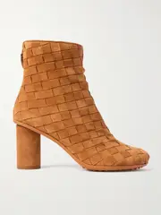 [Bottega Veneta] Bottega Veneta - Atomic Intrecciato Suede Ankle Boots - Camel - IT38 IT 38 Brown