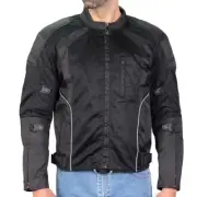 Hot Leathers JKM1025 Men’s Black Armored Nylon Mesh Jacket with Reflective