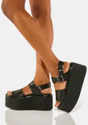 [T.U.K.] Black Brush Off Strato Sandals