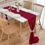Table Runner, 27x120 Inches,Red,Chiffon Table Runner for Party Wedding Banquets Decor, Modern Sheer Tablecloth