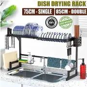 Over Sink Organiser Dish Drying Rack Holder Drain Caddy Kitchen Drainer Storage