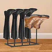 FwQoFvk Boot Rack for 4 Pairs Floor Standing Boot Shoe Rack Stainless Steel Boot Rack Organizer Space Saving Boot Holder Removable Tall Boot Storage Rack for Dorm Room Closet