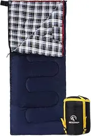 REDCAMP Cotton Flannel Sleeping Bags for Camping, 41F/5C 3-4 Season Warm and Comfortable, Envelope Blue with 2/3/4lbs Filling (75"x33")