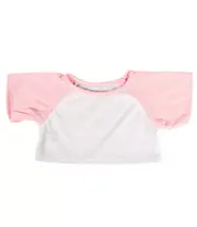 White Tee w/ Light Pink Sleeves Teddy Bear Clothes Fits Most 14"-18" Build-a-bea