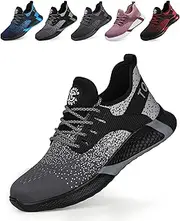 [TQGOLD] Safety Shoes Men's Work Shoes Women's Steel Cap Shoes Lightweight Breathable Protective Shoes Non-Slip Sporty Industrial Shoes, 8195 Grey., 40 EU