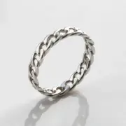 Solid 925 Sterling Silver Curb Chain Ring Fashionable Jewelry For Men & Women