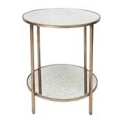 Cocktail Mirrored Side Table - Antique Gold