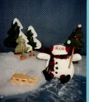 Winter Wonderland Trees & Snowman Doll Figures Sewing Pattern Primitive Folk Art
