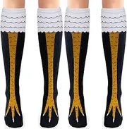 [FITTEE] 2-Pack Chicken Leg Socks Womens Mens Novelty Funny Crazy Socks Knee-High Turkey Socks Funny Gifts