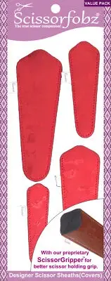 SCISSORFOBZ Designer Scissors Sheath Cover 4pc Pack Shiny Red Cute Panda