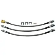 Fits 48-54 Jeep CJ3a Front Rear Drum Braided Brake Flex Hose Set Stainless Steel (for: Jeep)