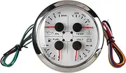 4 in 1 Waterproof Gauge DC 9-32V Fuel Level Oil Pressure Temperature Water Voltmeter Stainless Steel Universal Car Boat (White °C/BAR)