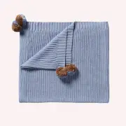 Organic Knitted Blanket - Blue Speckle by Wilson and Frenchy | the memo