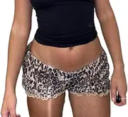 [Lordree] Women Lace Ruffle Bloomer Shorts Sexy Pleated Booty Boy Shorts Lace Trim Mesh Layered Panties Micro Shorts Underwear