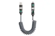 ZUSLAB 4-in-1 Coiled USB-C Charging Cable with Power Display 240W 2M, Grey