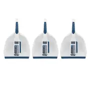 3x Boxsweden Clean 33x22.5cm Dustpan & Brush TPR Bristle Home Cleaner Set White
