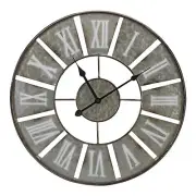 Northlight 18-Inch Round Galvanized Metal Roman Numeral Round Wall Clock